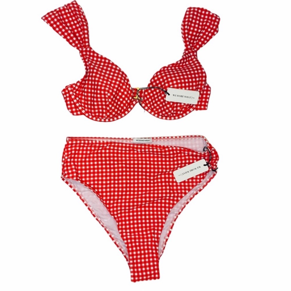 Revolve We Wore What Retro Red Gingham Bikini Swimsuit Set